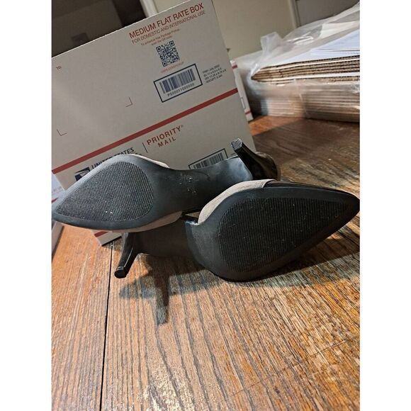 10M Cato Black Tan Pointed Toe Foot Strap Stiletto Pump High Heel Dress Shoes - Picture 7 of 10